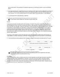 Statement of Renewal of Trademark Registration of an Individual Resident of Colorado, a Non-reporting Domestic Limited Partnership, a Dissolved or Delinquent Reporting Entity or a Converted Entity - Sample - Colorado, Page 2