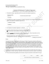 Document preview: Statement of Withdrawal of Trademark Registration - Sample - Colorado