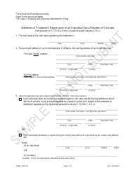 Document preview: Statement of Trademark Registration of an Individual Not a Resident of Colorado - Sample - Colorado