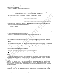 Statement of Renewal of Trademark Registration of a Reporting Entity - Sample - Colorado