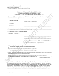 Document preview: Statement of Change of Trademark Information Changing the Address for Service of Process - Sample - Colorado