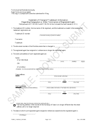 Document preview: Statement of Change of Trademark Information Regarding Resignation or Other Termination of Registered Agent - Sample - Colorado