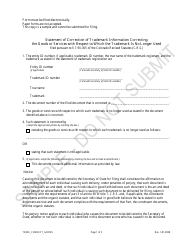 Document preview: Statement of Correction of Trademark Information Correcting the Goods or Services With Respect to Which the Trademark Is No Longer Used - Sample - Colorado