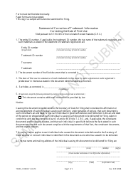 Document preview: Statement of Correction of Trademark Information Correcting the Date of First Use - Sample - Colorado
