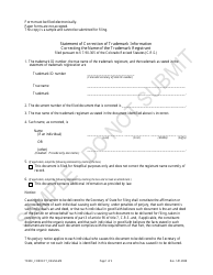 Document preview: Statement of Correction of Trademark Information Correcting the Name of the Trademark Registrant - Sample - Colorado