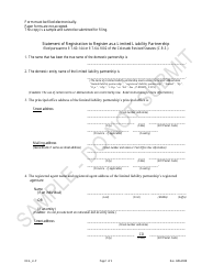 Document preview: Statement of Registration to Register as a Limited Liability Partnership - Sample - Colorado