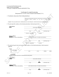 Document preview: Certificate of Limited Partnership - Sample - Colorado