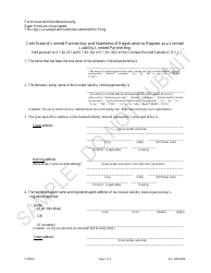 Document preview: Certificate of Limited Partnership and Statement of Registration to Register as a Limited Liability Limited Partnership - Sample - Colorado