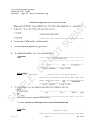 Statement of Registration for a Limited Partnership - Sample - Colorado