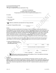 Document preview: Articles of Amendment - Limited Cooperative Association - Sample - Colorado