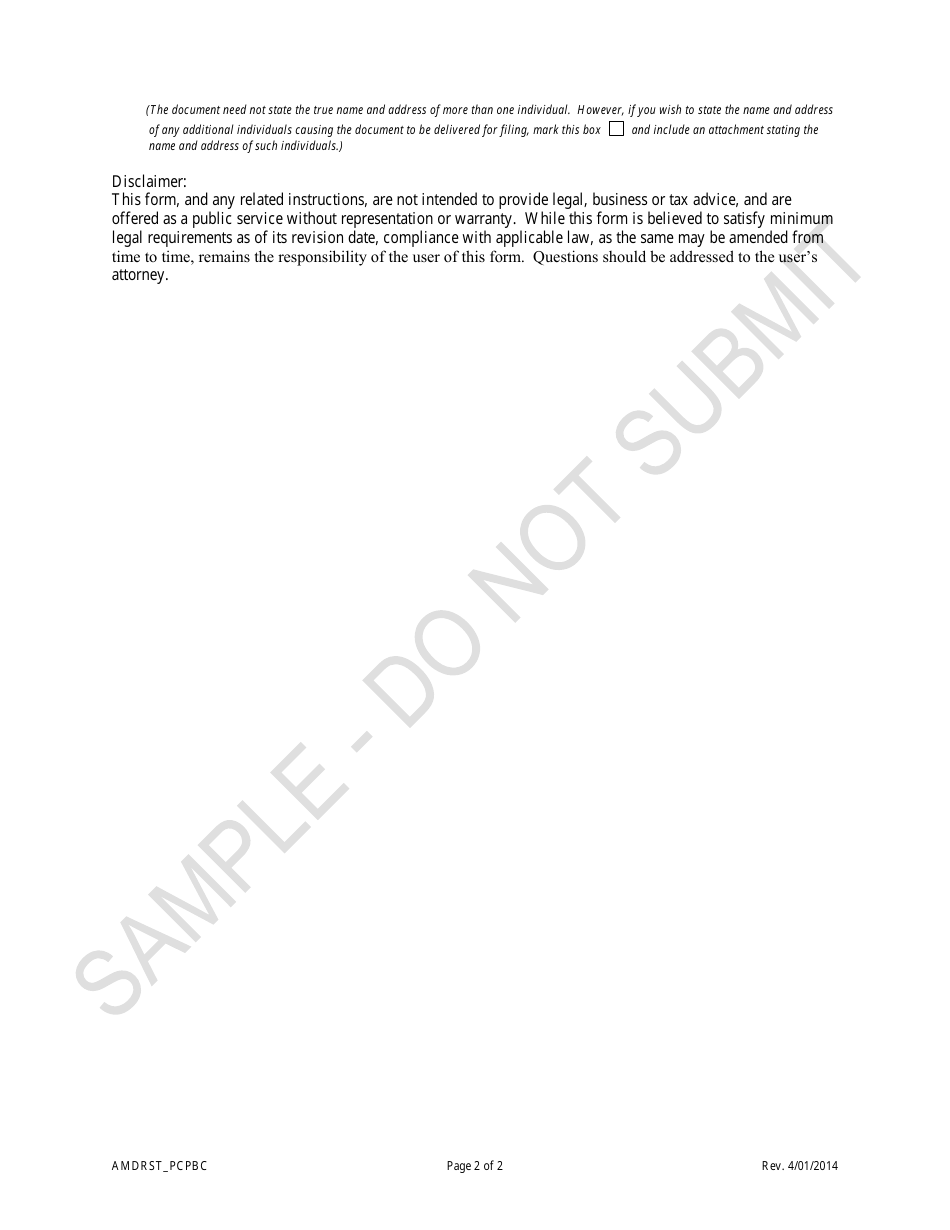Colorado Amended and Restated Articles of Incorporation Public