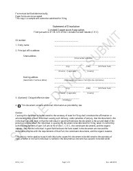 Document preview: Statement of Dissolution - Limited Cooperative Association - Sample - Colorado