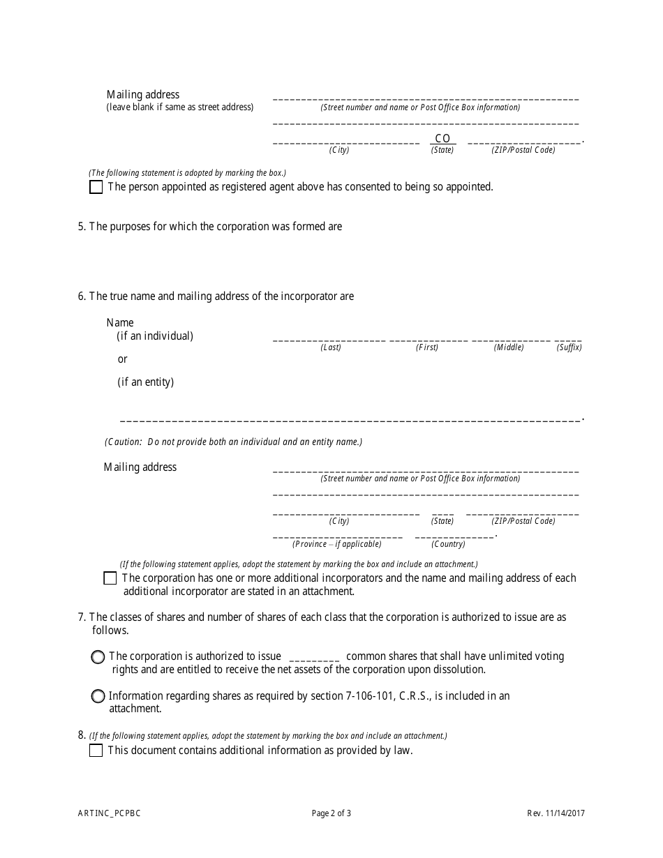 Statement of Correction Correcting a Mistakenly Filed Foreign Entity That Was Meant to Be a Domestic Entity - Public Benefit Corporations - Colorado, Page 4