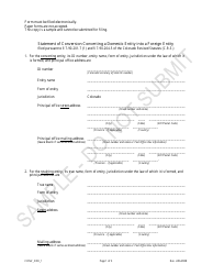 Document preview: Statement of Conversion Converting a Domestic Entity Into a Foreign Entity - Sample - Colorado
