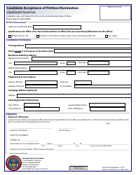 Document preview: Candidate Acceptance of Petition Nomination - Lieutenant Governor - Colorado