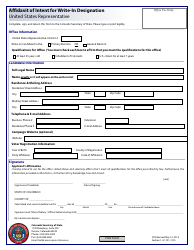 Document preview: Affidavit of Intent for Write-In Designation - United States Representative - Colorado