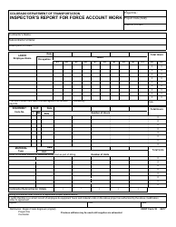 CDOT Form 10 &quot;Inspector's Report for Force Account Work&quot; - Colorado