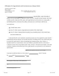 Document preview: Affirmation for Appointment and Commission as a Notary Public - Colorado