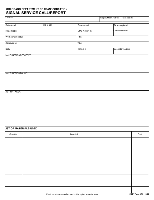 CDOT Form 79  Printable Pdf