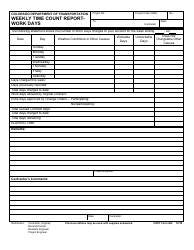 Document preview: CDOT Form 262 Weekly Time Count Report - Work Days - Colorado