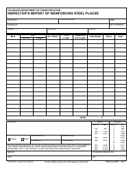 Document preview: CDOT Form 279 Inspector's Report of Reinforcing Steel Placed - Colorado