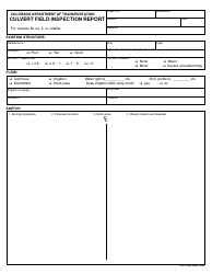 Document preview: CDOT Form 0283 Culvert Field Inspection Report - Colorado