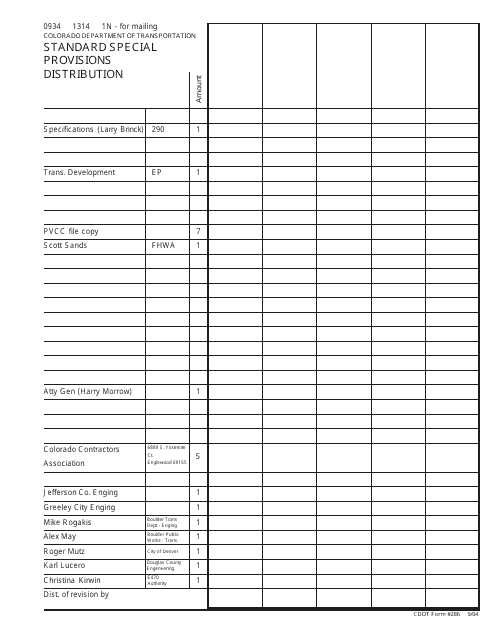 CDOT Form 286  Printable Pdf
