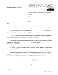 CDOT Form 285 Letter of Relocation Entitlement - Down Payment Supplement - Colorado