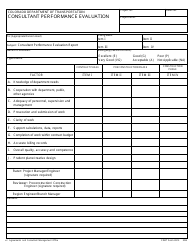 Document preview: CDOT Form 313 Consultant Performance Evaluation - Colorado