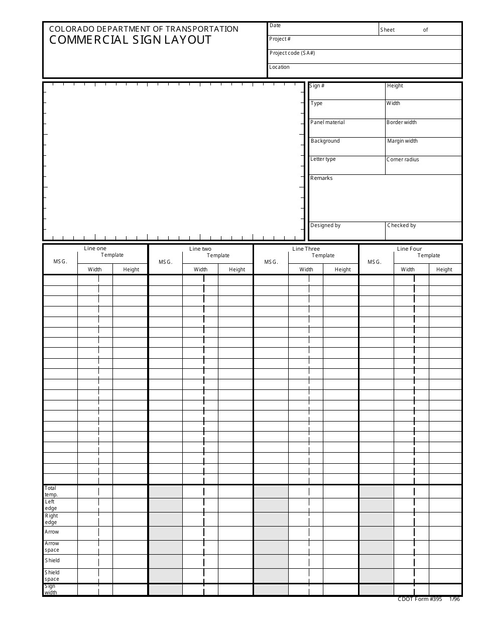 CDOT Form 395 Commercial Sign Layout - Colorado, Page 1