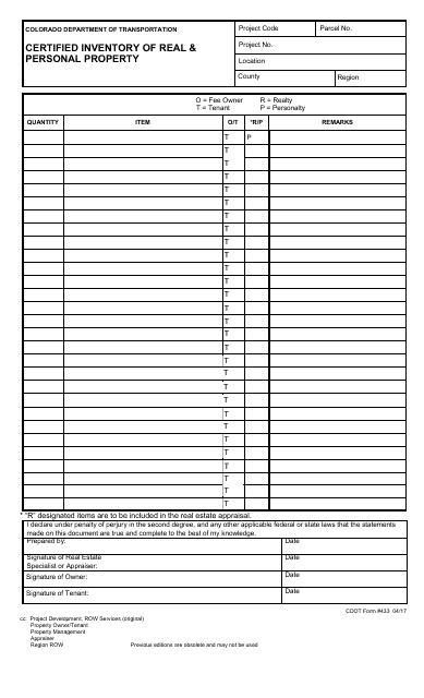 CDOT Form 433  Printable Pdf
