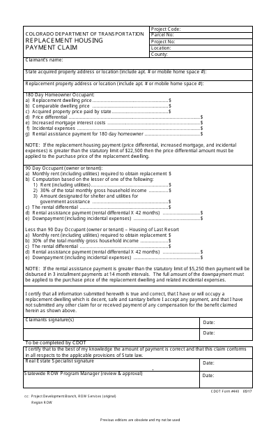 CDOT Form 440  Printable Pdf