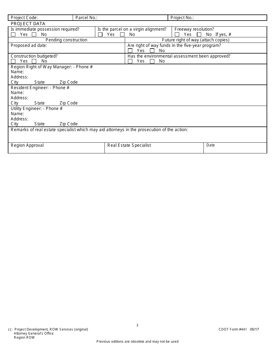 CDOT Form 441 - Fill Out, Sign Online and Download Fillable PDF ...