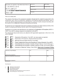Document preview: CDOT Form 473-M Final Materials Certification for a CDOT Maintenance Project - Colorado