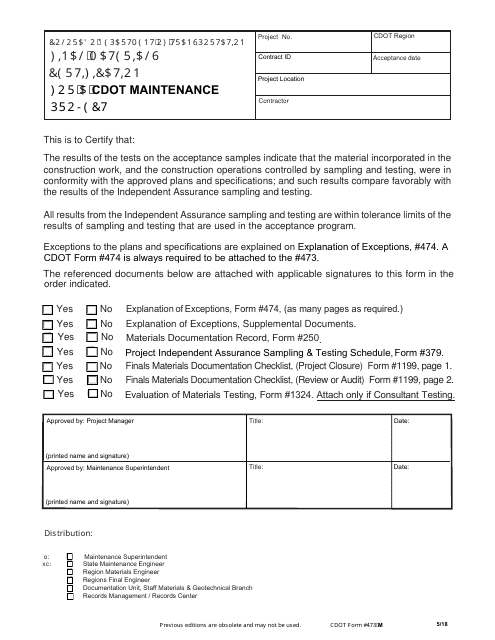 CDOT Form 473-M  Printable Pdf