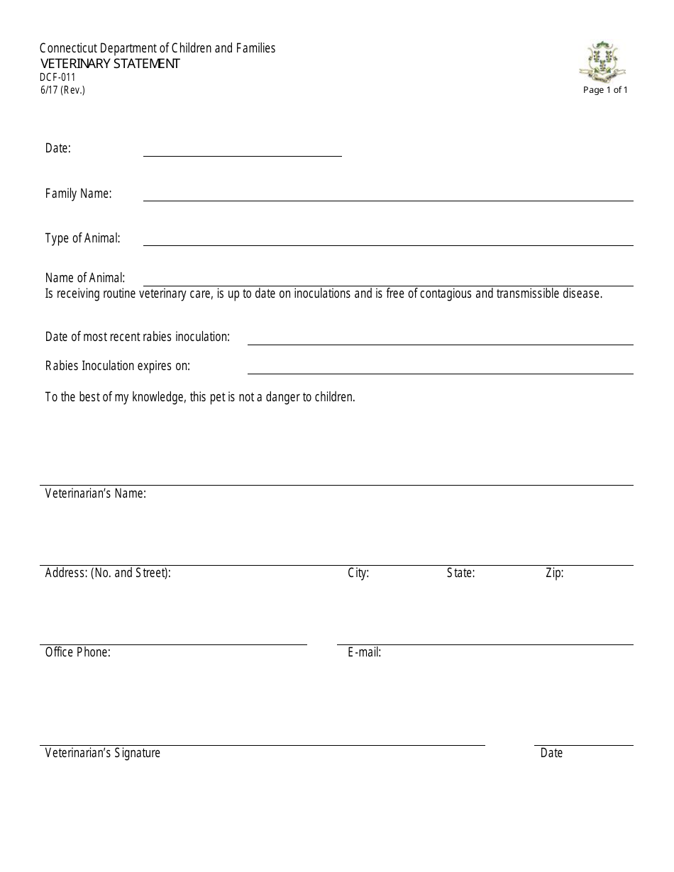 Form DCF-011 - Fill Out, Sign Online and Download Fillable PDF ...