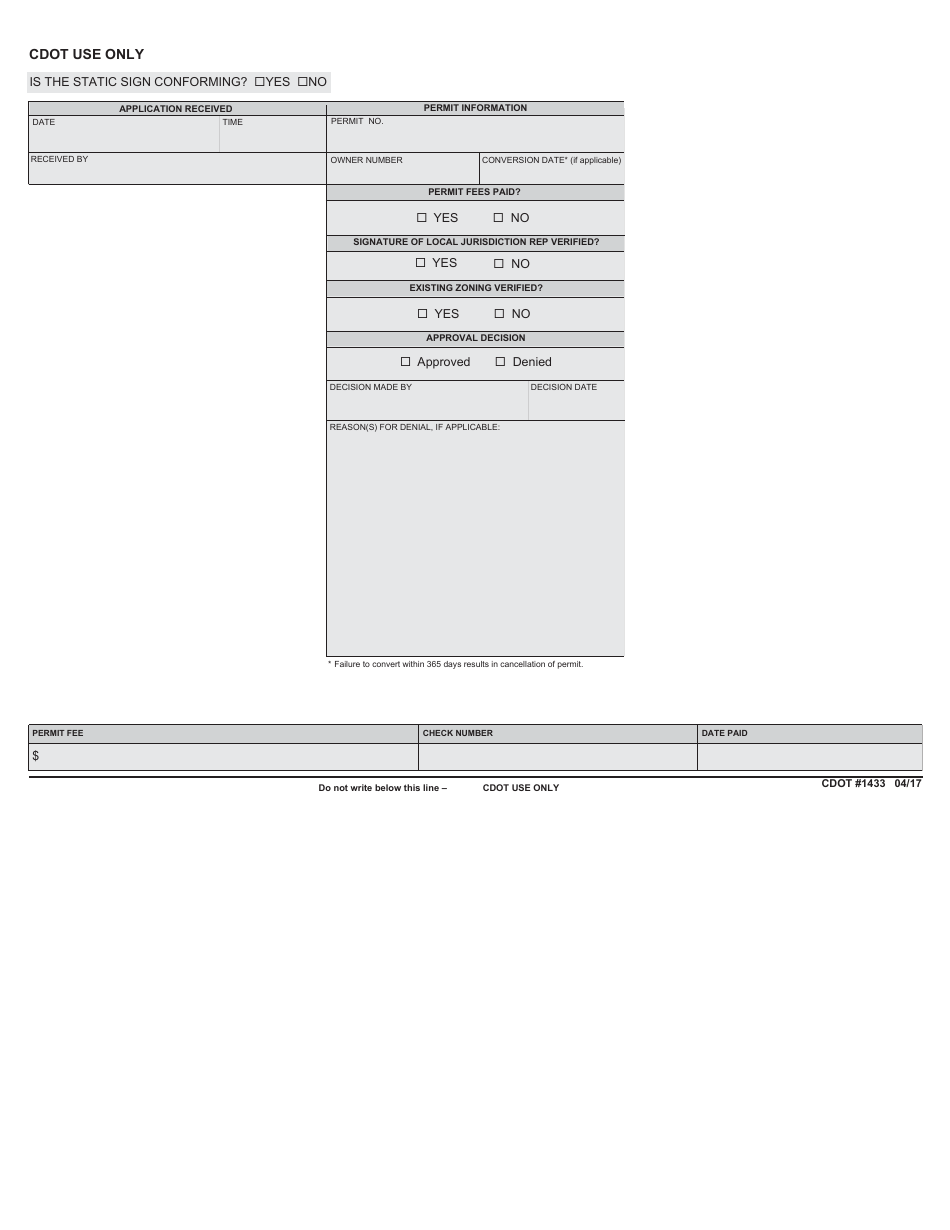 CDOT Form 1433 Cevms Conversion Permit Application - Colorado, Page 3