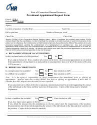 Form PER-4 Provisional Appointment Request Form - Connecticut