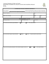 Form DCF-023 Educational Statement for a Child of a Foster Care or Adoptive Applicant - Connecticut