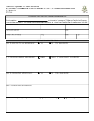Form DCF-Probate-023 Educational Statement for a Child of a Probate Court Custodian/Guardian Applicant - Connecticut