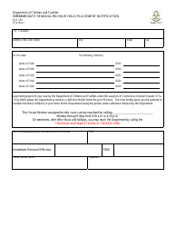 Form DCF-160 &quot;Immediate Removal / 96-hour Hold Placement Notification&quot; - Connecticut