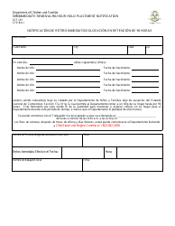 Document preview: Formulario DCF-160S Notificacion De Retiro Inmediato/Colocacion En Retencion De 96 Horas - Connecticut (Spanish)