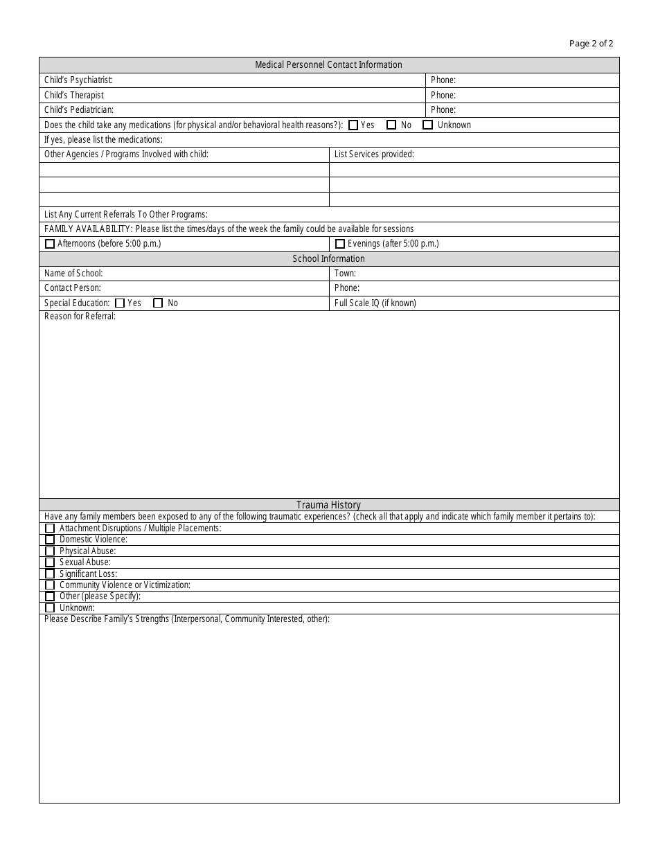 Form DCF-109 Functional Family Therapy (Fft) Referral Form - Connecticut, Page 2