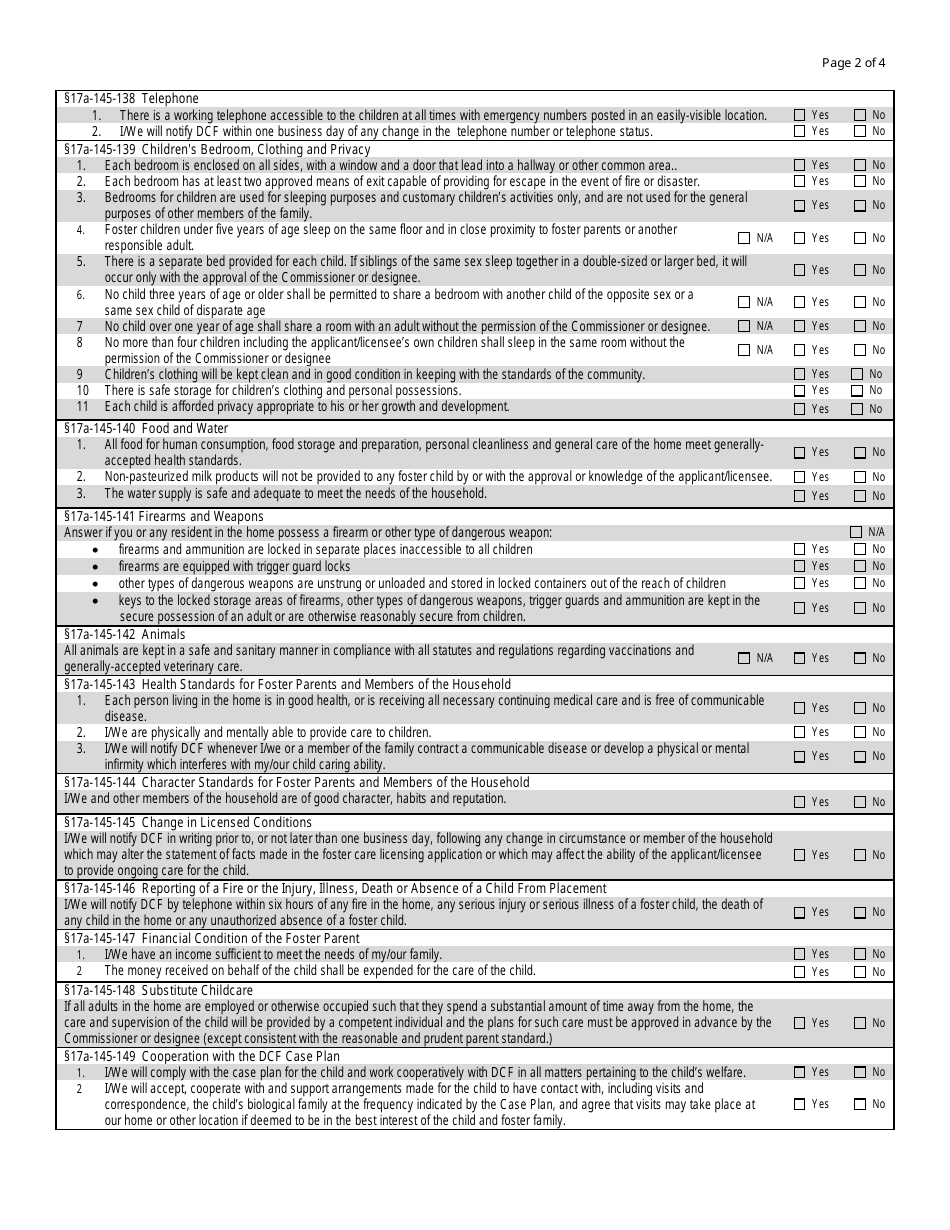 Form DCF-043 Verification of Requirements for Licensure - Connecticut, Page 2