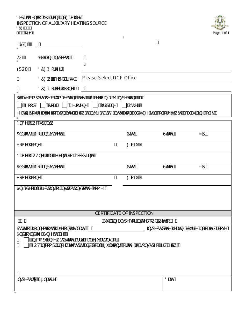 Form DCF-446 Inspection of Auxiliary Heating Source - Connecticut, Page 1