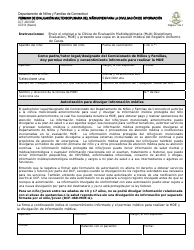 Document preview: Formulario DCF-460 MDE (ES) Permiso De Evaluacion Multidisciplinaria Del Nino/Joven Para La Divulgacion De Informacion - Connecticut (Spanish)