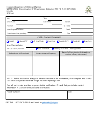 Document preview: Form DCF-465A Notification - Discontinuation of a Psychotropic Medication - Connecticut