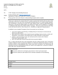 Form DCF-461 &quot;Medical Screening for Placement&quot; - Connecticut