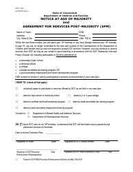 Form DCF-779 &quot;Notice at Age of Majority and Agreement for Services Post-majority (Spm)&quot; - Connecticut