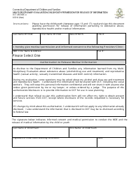 Document preview: Form DCF-460 MDE-A Multi-Disciplinary Evaluation Child/Youth Permission for Release of Information - Connecticut
